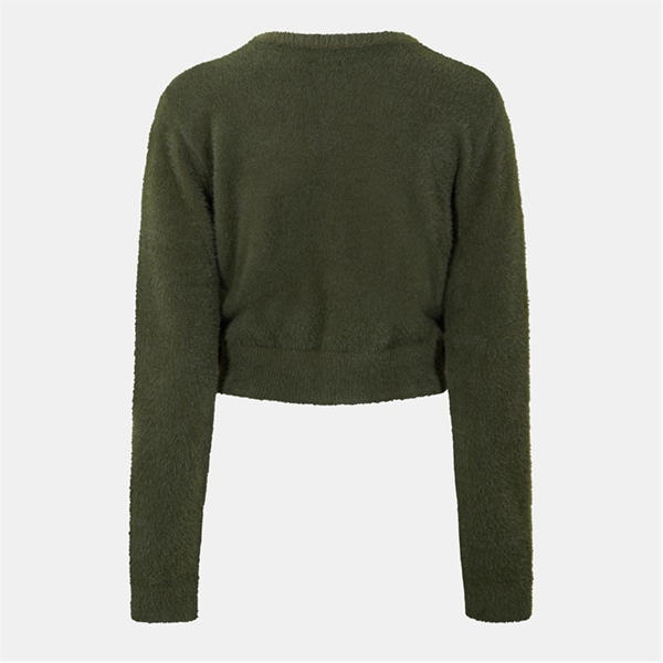 Jack Wills Knit Jacquard Cropped Sweatshirt Dark Khaki