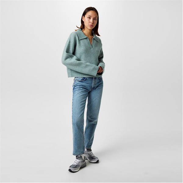 Jack Wills Knit Polo Jumper Iceburg Green