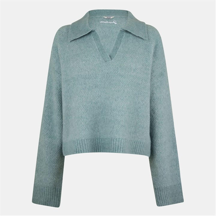 Jack Wills Knit Polo Jumper Iceburg Green