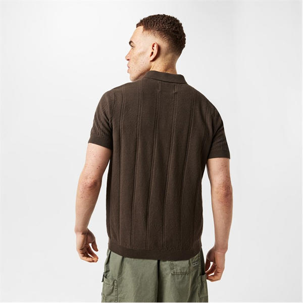 Jack Wills Knit Polo Top Coffee
