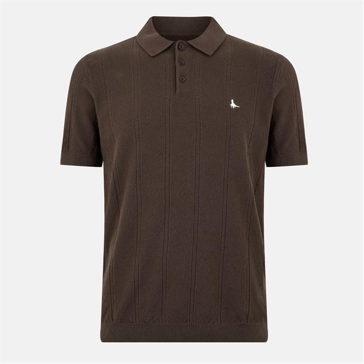 Jack Wills Knit Polo Top Coffee