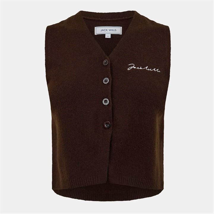 Jack Wills Knit Waistcoat Womens Cocoa