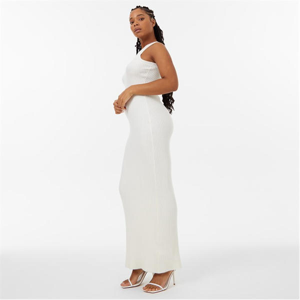 Jack Wills Knitted Maxi Racer Dress Vintage White