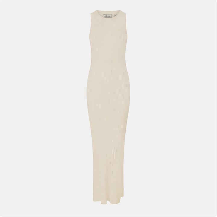 Jack Wills Knitted Maxi Racer Dress Vintage White