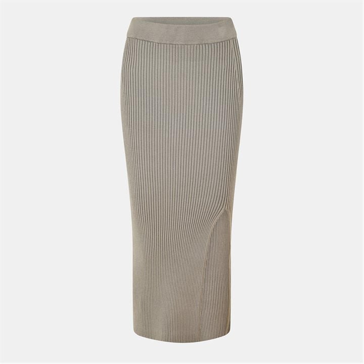 Jack Wills Knitted Midi Skirt Muted Khaki