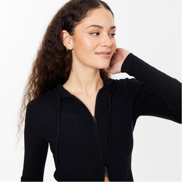 Jack Wills Knitted Zip Hoodie Women Black