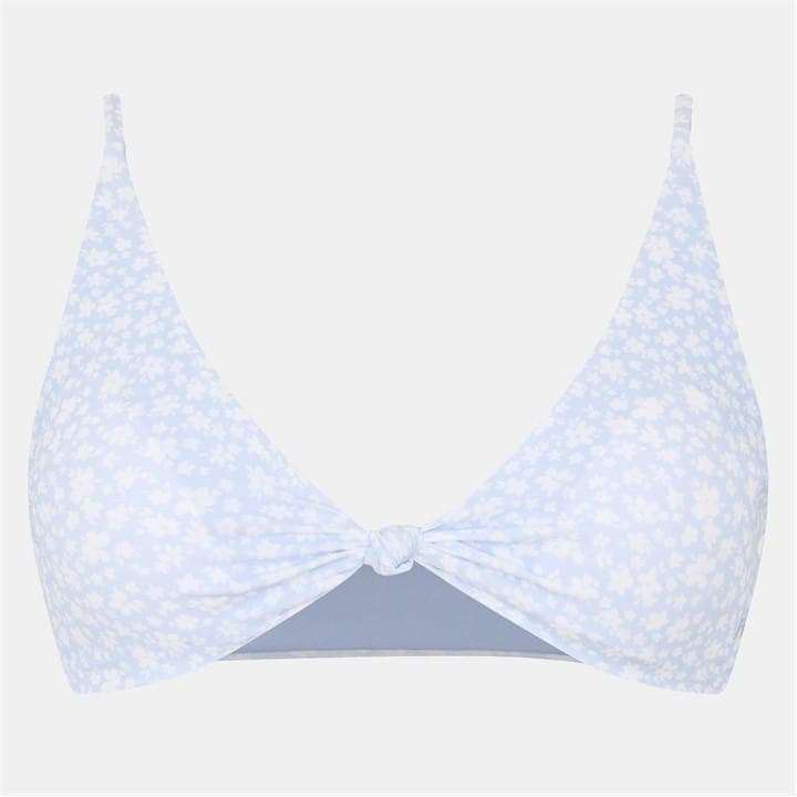 Jack Wills Knot Front BikTop Ld52 Blue Ditsy