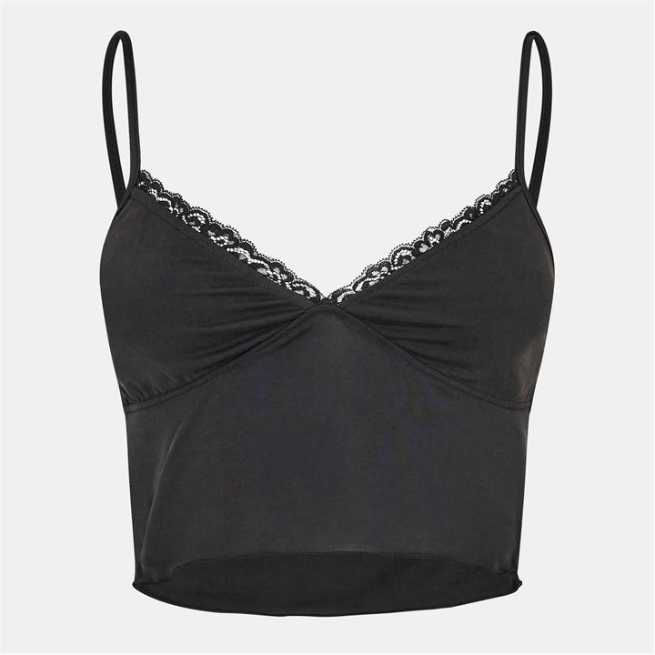 Jack Wills Lace Trim Cami Top Black