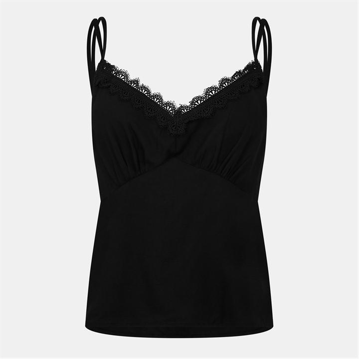 Jack Wills Lace Trim Cami Vest Black