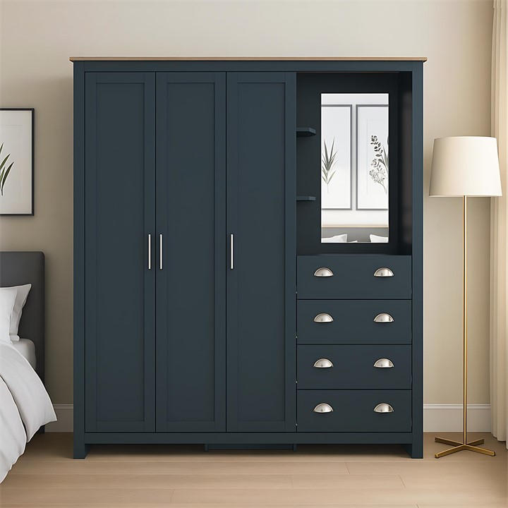 Jack Wills Lancaster 4 Drawer Wardrobe Combi Unit Blue