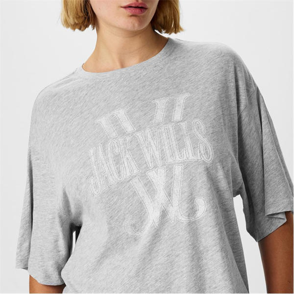 Jack Wills Laundered T Shirt Womens Grey Marl