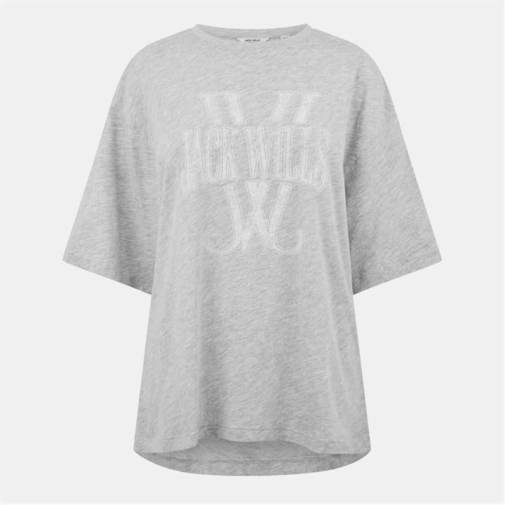 Jack Wills Laundered T Shirt Womens Grey Marl