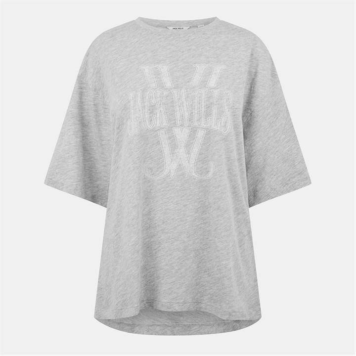 Jack Wills Laundered T Shirt Womens Grey Marl