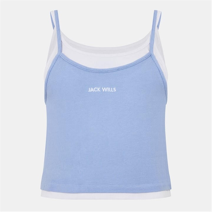 Jack Wills Layered Cami Vest Soft Blue/White