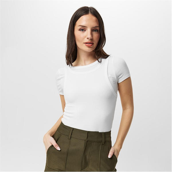 Jack Wills Layered Tee Ld53 White