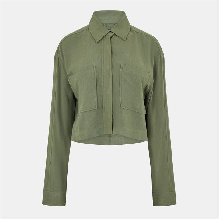 Jack Wills Linen Blend Shacket Khaki