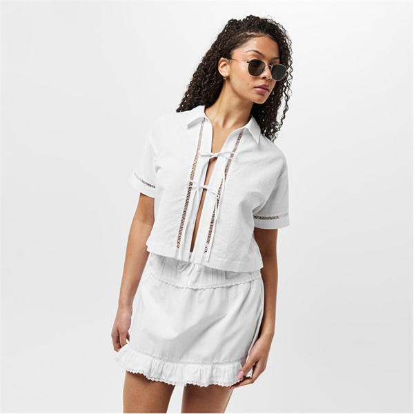 Jack Wills Linen Broderie Shirt Bright White