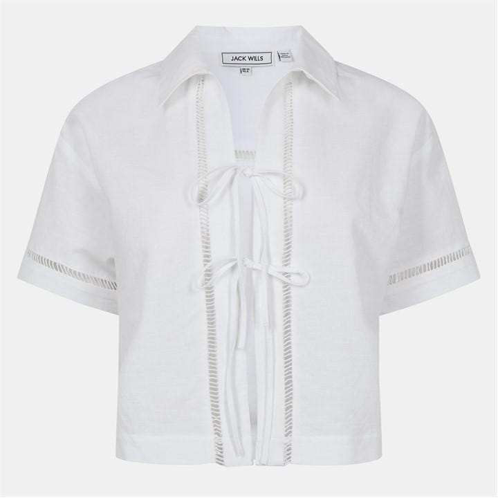 Jack Wills Linen Broderie Shirt Bright White