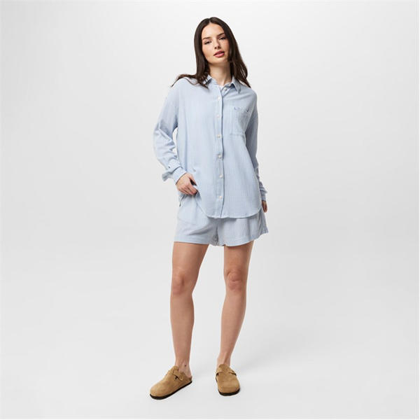 Jack Wills Linen Shorts Blue Stripe