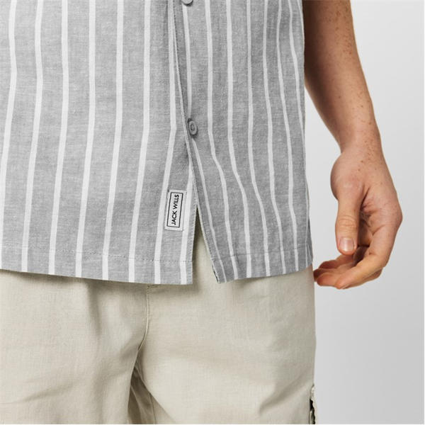Jack Wills Linen Stripe Shirt Sage Stripe