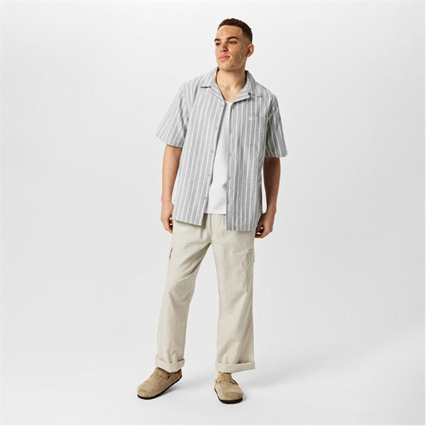 Jack Wills Linen Stripe Shirt Sage Stripe