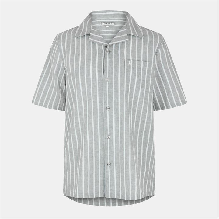 Jack Wills Linen Stripe Shirt Sage Stripe