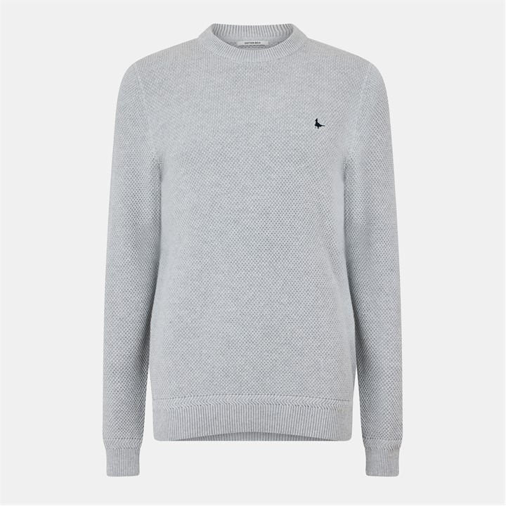 Jack Wills Linus seed stitch Crew Neck Jumper Men Grey Marl