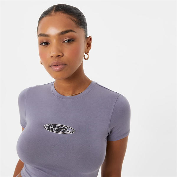 Jack Wills Logo Baby Tee Dark Grey