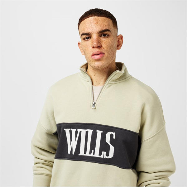 Jack Wills Logo Quarter Zip Fleece Pistachio