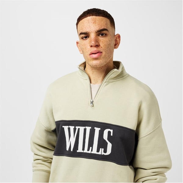 Jack Wills Logo Quarter Zip Fleece Pistachio