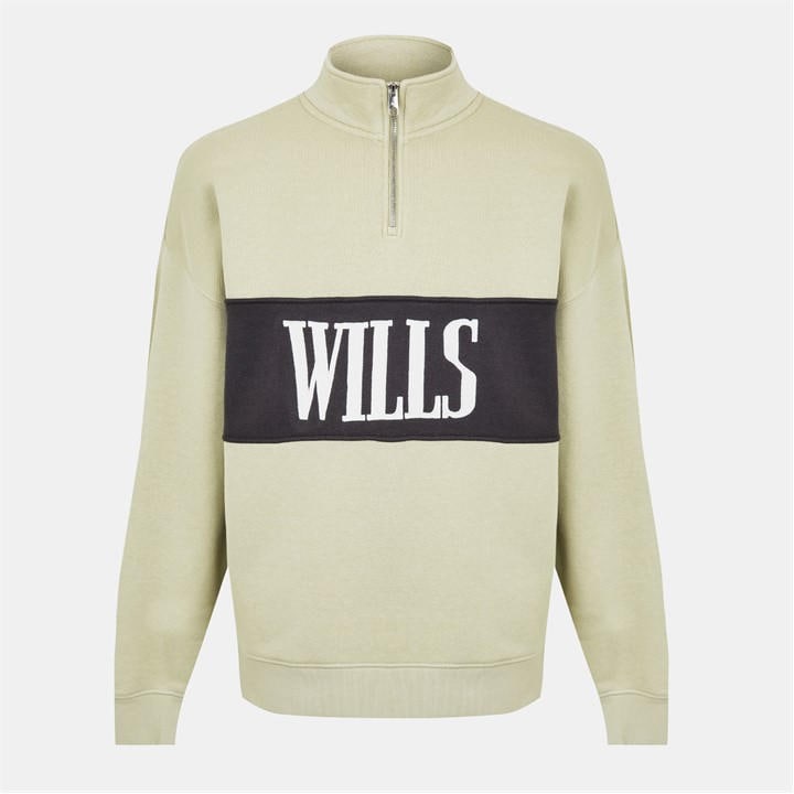 Jack Wills Logo Quarter Zip Fleece Pistachio
