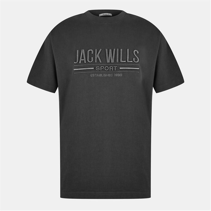 Jack Wills Logo T Shirt Washed Black