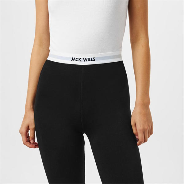 Jack Wills Logo Waistband Leggings Black/White