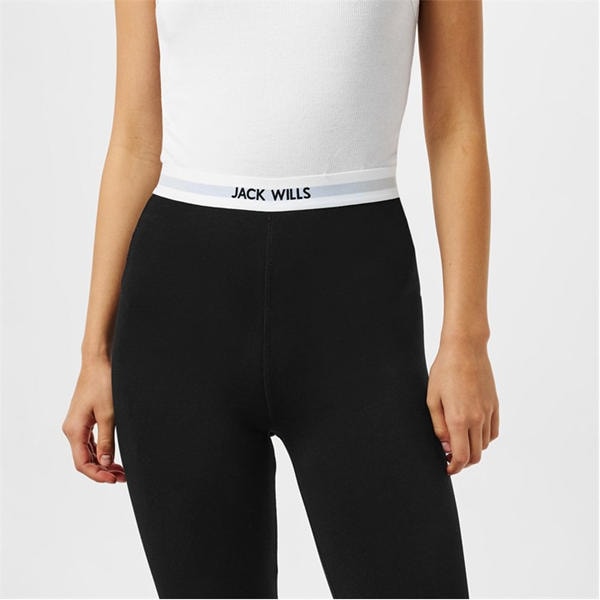 Jack Wills Logo Waistband Leggings Black/White
