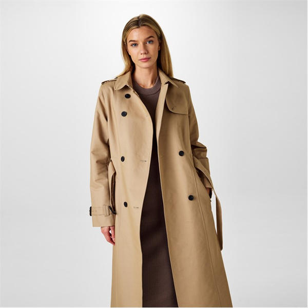 Jack Wills Long Meryl Trench Coat Stone