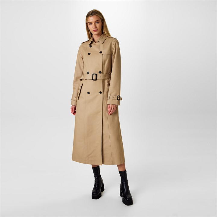 Jack Wills Long Meryl Trench Coat Stone