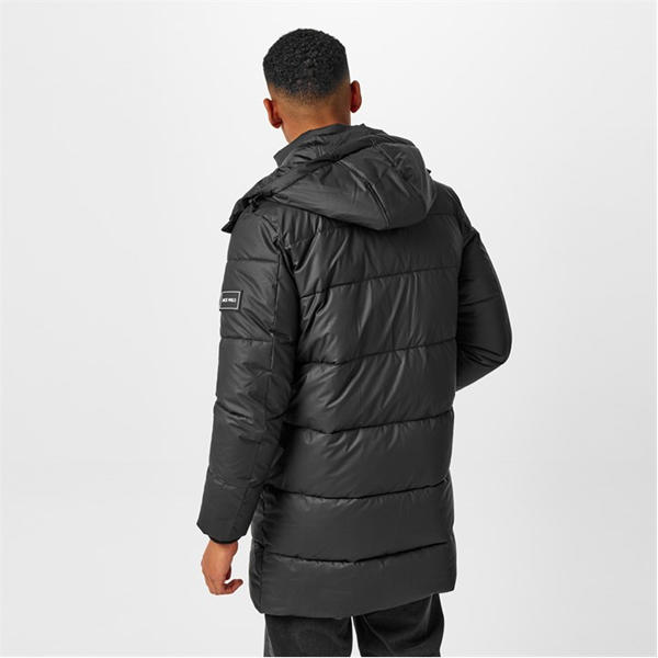 Jack Wills Long Puffer Jacket Black