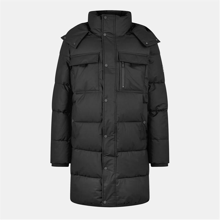 Jack Wills Long Puffer Jacket Black