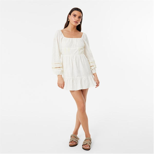 Jack Wills Long Sleeve Boho Dress Women's Vintage White