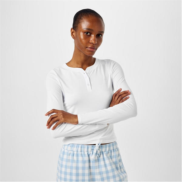 Jack Wills Long Sleeve Henley Tee White