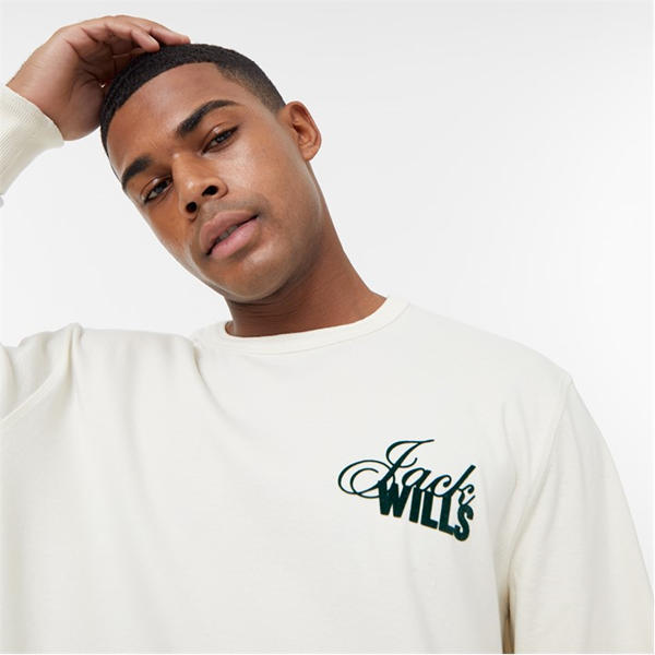 Jack Wills Long Sleeve Vintage Rib T Shirt Cream