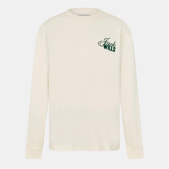 Jack Wills Long Sleeve Vintage Rib T Shirt Cream