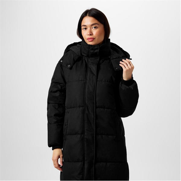 Jack Wills Longline Puffer Jacket Black