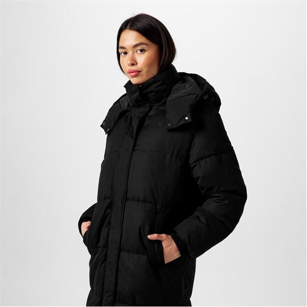 Jack Wills Longline Puffer Jacket Black