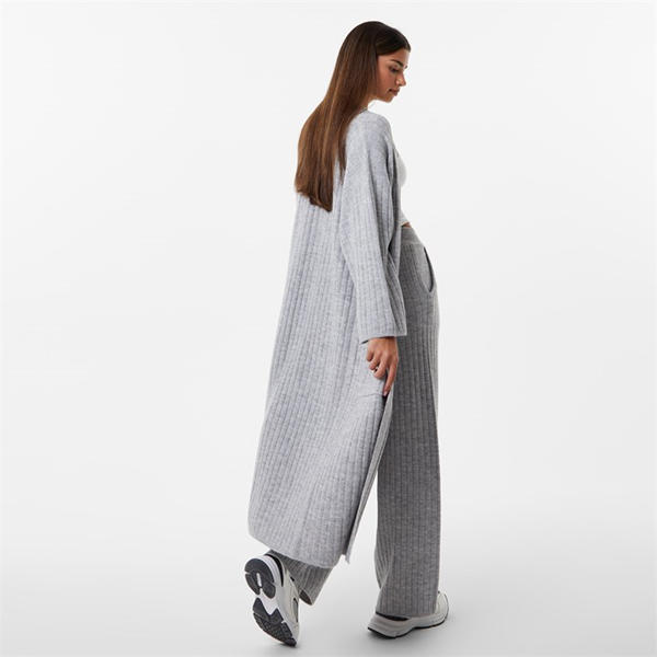 Jack Wills Longline Rib Cardigan Grey Marl
