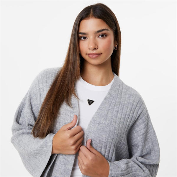 Jack Wills Longline Rib Cardigan Grey Marl