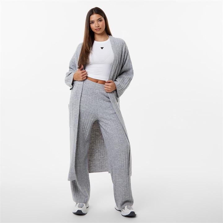Jack Wills Longline Rib Cardigan Grey Marl