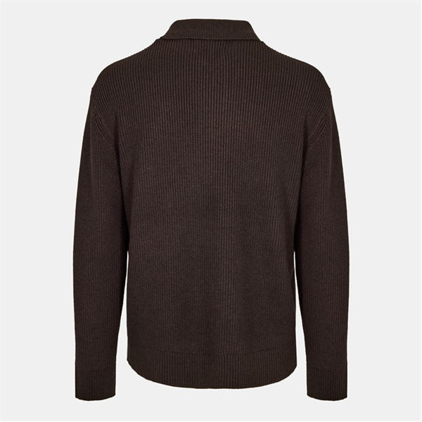Jack Wills LS Button Knit Polo Men Black Coffee
