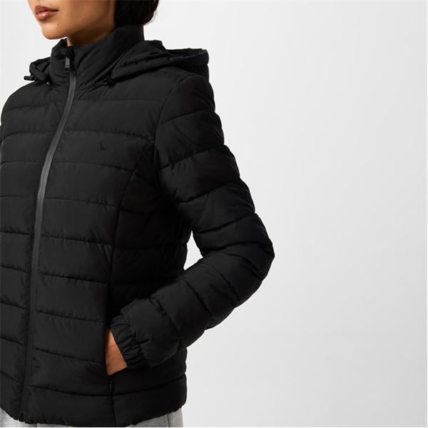 Jack Wills Luna Hooded Puffer Jacket Womens Black