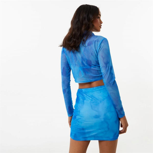 Jack Wills Mesh Button Up Top Blue Tie Dye